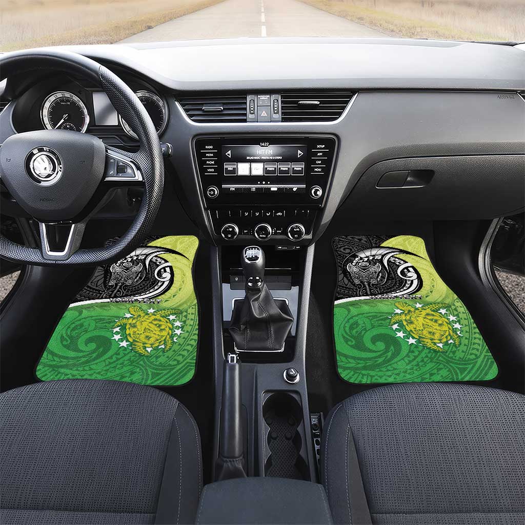 Custom New Zealand Cook Islands Car Mats Maori Tiki With Circle Stars Turtle - Polynesian Pride