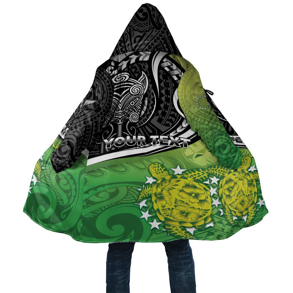 Custom New Zealand Cook Islands Cloak Maori Tiki With Circle Stars Turtle - Polynesian Pride