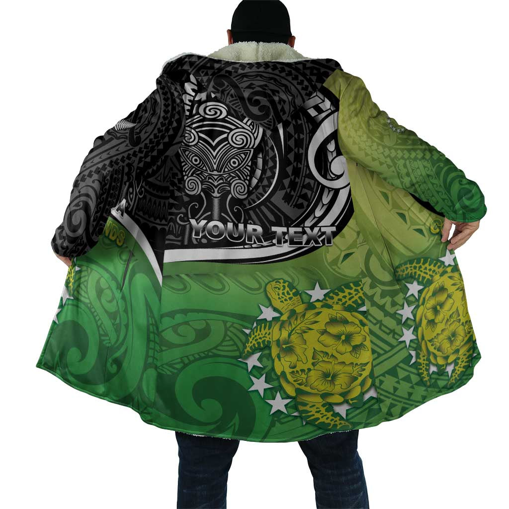 Custom New Zealand Cook Islands Cloak Maori Tiki With Circle Stars Turtle - Polynesian Pride