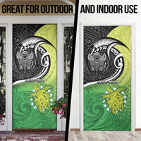 Custom New Zealand Cook Islands Door Cover Maori Tiki With Circle Stars Turtle - Polynesian Pride