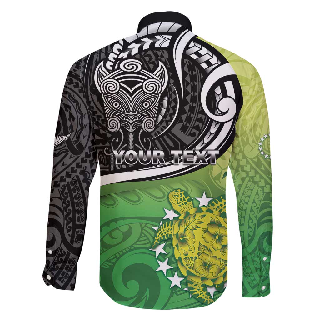 Custom New Zealand Cook Islands Family Matching Off Shoulder Maxi Dress and Hawaiian Shirt Maori Tiki With Circle Stars Turtle - Polynesian Pride