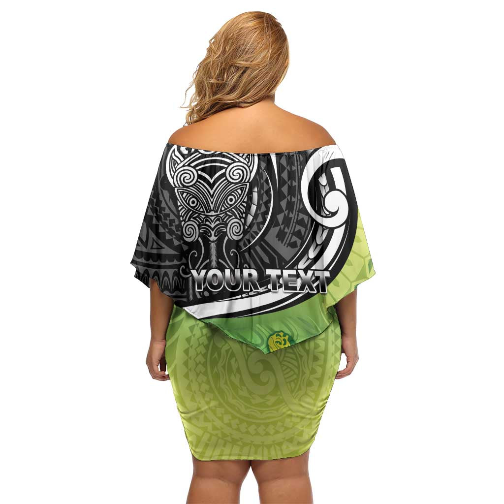 Custom New Zealand Cook Islands Family Matching Off Shoulder Short Dress and Hawaiian Shirt Maori Tiki With Circle Stars Turtle - Polynesian Pride