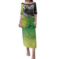 Custom New Zealand Cook Islands Family Matching Puletasi and Hawaiian Shirt Maori Tiki With Circle Stars Turtle - Polynesian Pride