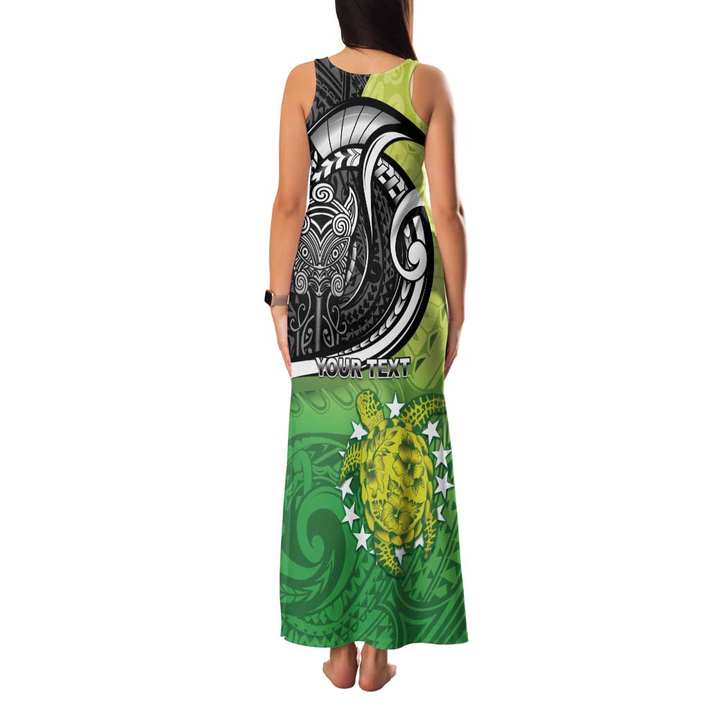 Custom New Zealand Cook Islands Family Matching Tank Maxi Dress and Hawaiian Shirt Maori Tiki With Circle Stars Turtle - Polynesian Pride