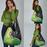 New Zealand Cook Islands Grocery Bag Maori Tiki With Circle Stars Turtle - Polynesian Pride