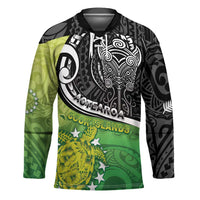 Custom New Zealand Cook Islands Hockey Jersey Maori Tiki With Circle Stars Turtle - Polynesian Pride
