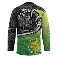 Custom New Zealand Cook Islands Hockey Jersey Maori Tiki With Circle Stars Turtle - Polynesian Pride