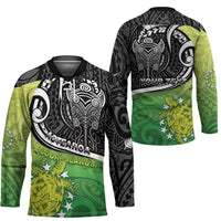 Custom New Zealand Cook Islands Hockey Jersey Maori Tiki With Circle Stars Turtle - Polynesian Pride