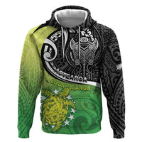 Custom New Zealand Cook Islands Hoodie Maori Tiki With Circle Stars Turtle - Polynesian Pride