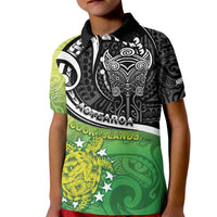 Custom New Zealand Cook Islands Kid Polo Shirt Maori Tiki With Circle Stars Turtle - Polynesian Pride
