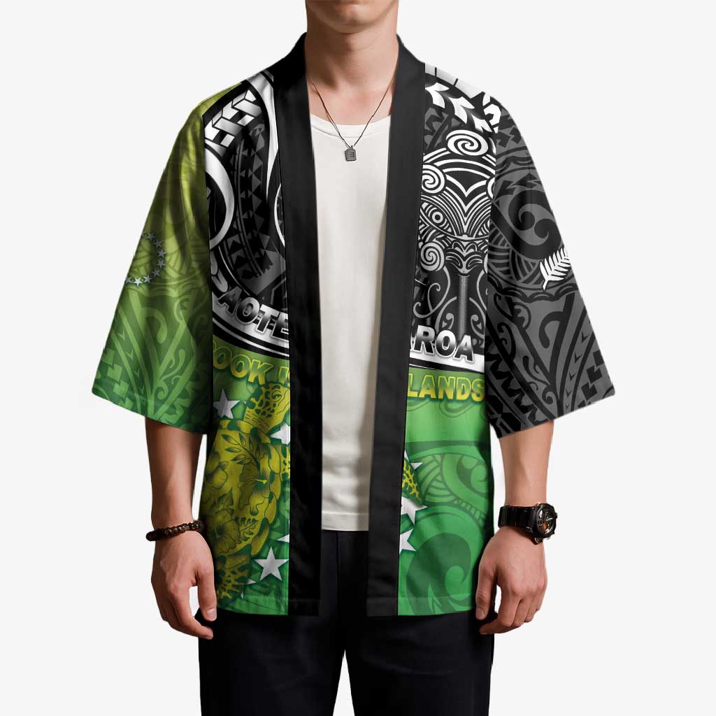 Custom New Zealand Cook Islands Kimono Maori Tiki With Circle Stars Turtle - Polynesian Pride