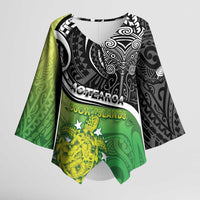 Custom New Zealand Cook Islands Kimono Sleeve Blouse Maori Tiki With Circle Stars Turtle - Polynesian Pride