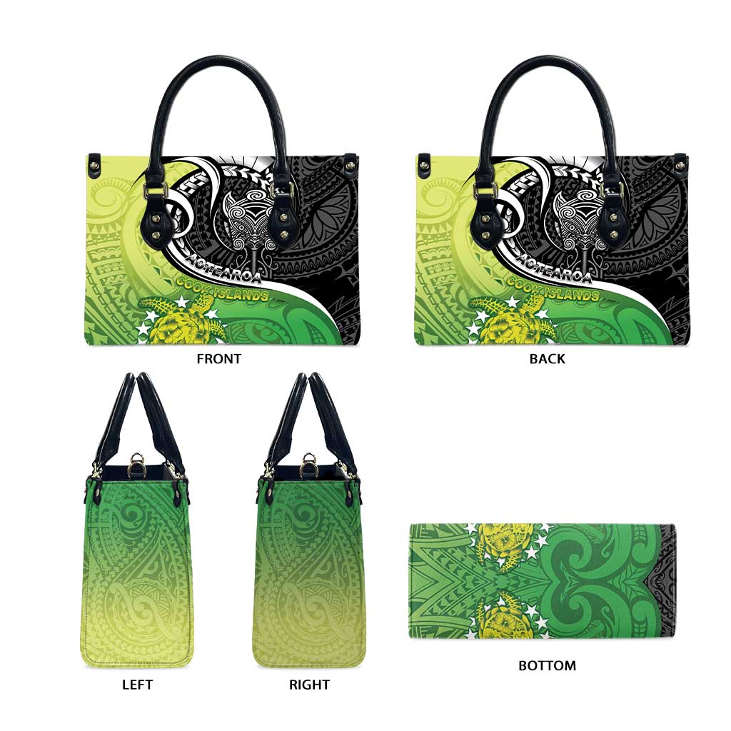 New Zealand Cook Islands Leather Bag Maori Tiki With Circle Stars Turtle - Polynesian Pride