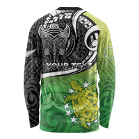 Custom New Zealand Cook Islands Long Sleeve Shirt Maori Tiki With Circle Stars Turtle - Polynesian Pride