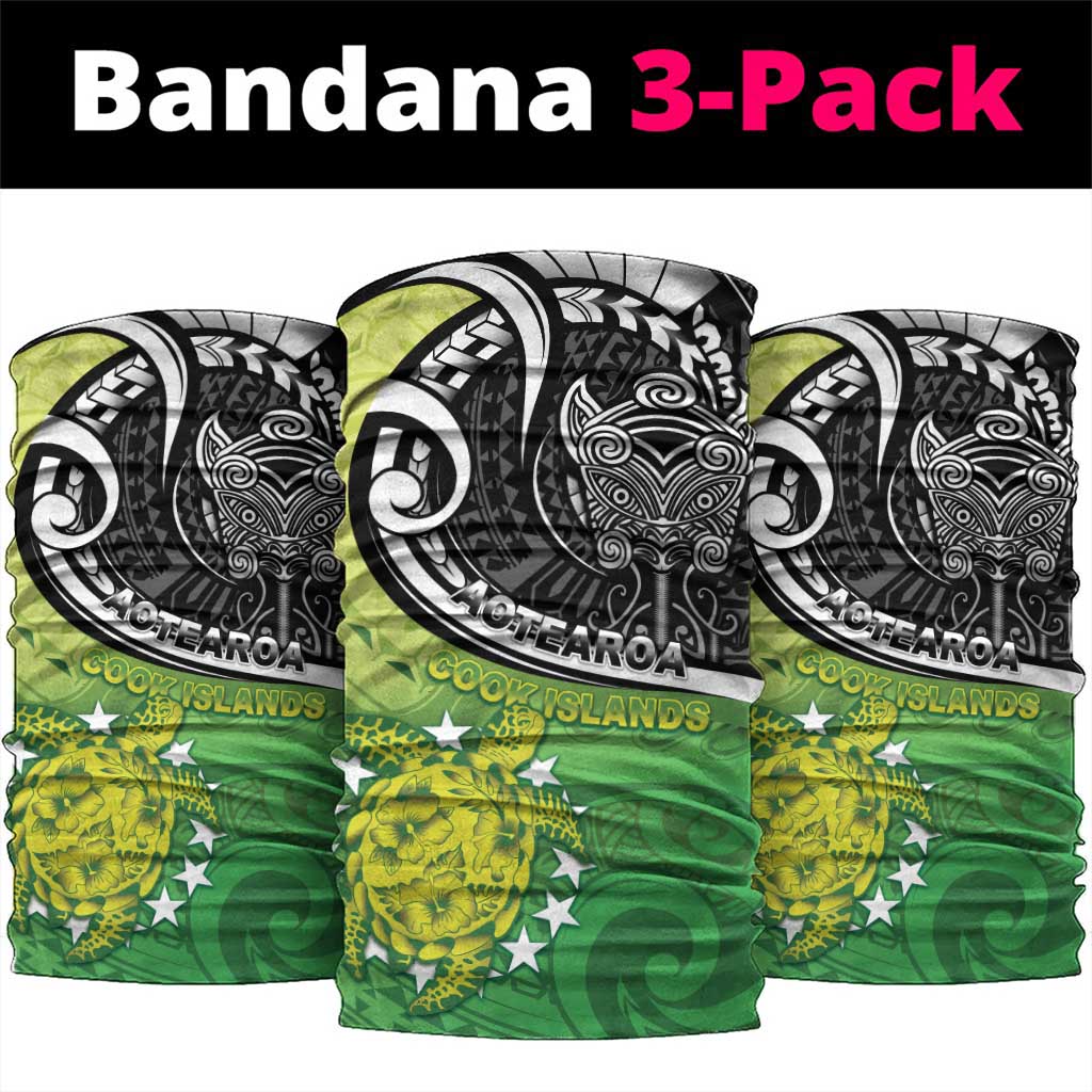 New Zealand Cook Islands Neck Gaiter Maori Tiki With Circle Stars Turtle - Polynesian Pride