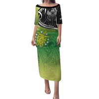 Custom New Zealand Cook Islands Puletasi Maori Tiki With Circle Stars Turtle - Polynesian Pride