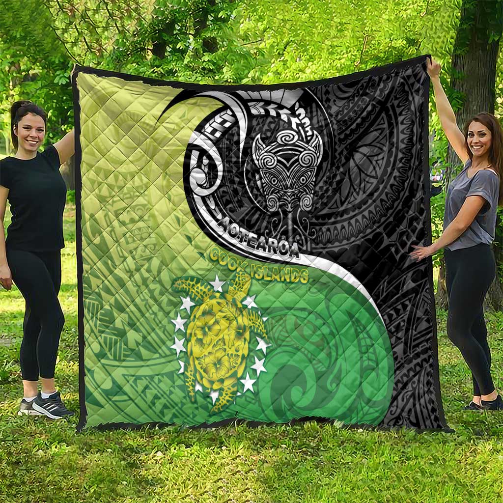 New Zealand Cook Islands Quilt Maori Tiki With Circle Stars Turtle - Polynesian Pride