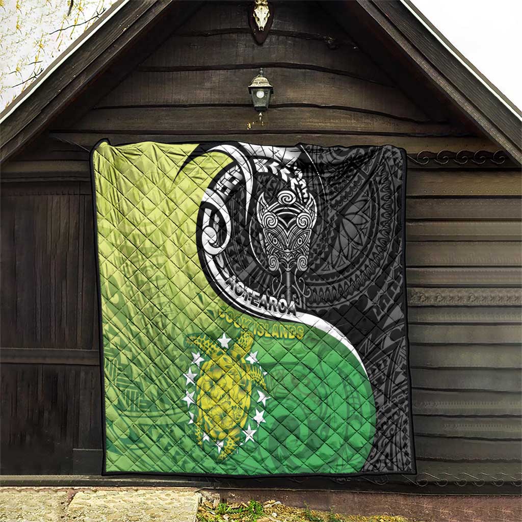 New Zealand Cook Islands Quilt Maori Tiki With Circle Stars Turtle - Polynesian Pride
