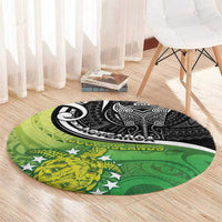 New Zealand Cook Islands Round Carpet Maori Tiki With Circle Stars Turtle - Polynesian Pride