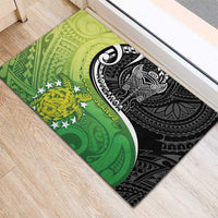 New Zealand Cook Islands Rubber Doormat Maori Tiki With Circle Stars Turtle - Polynesian Pride