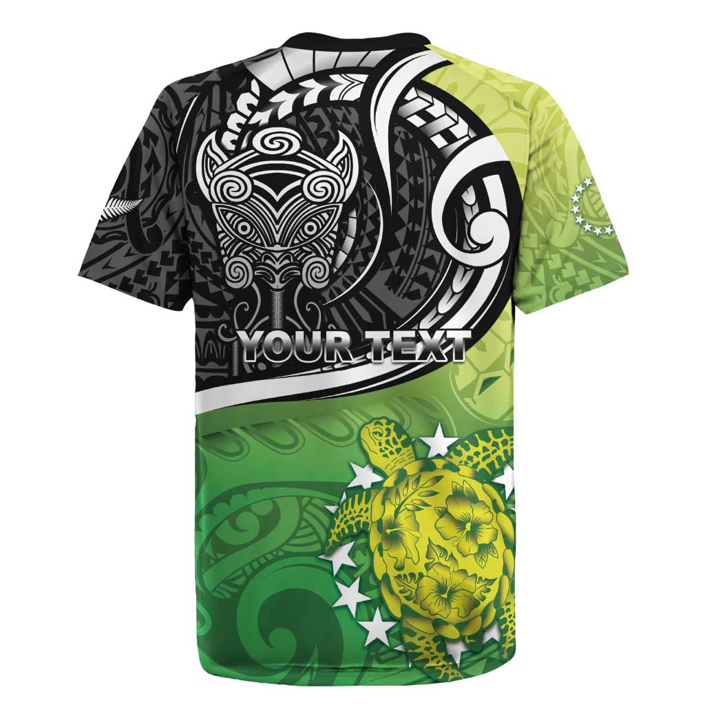 Custom New Zealand Cook Islands Rugby Jersey Maori Tiki With Circle Stars Turtle - Polynesian Pride