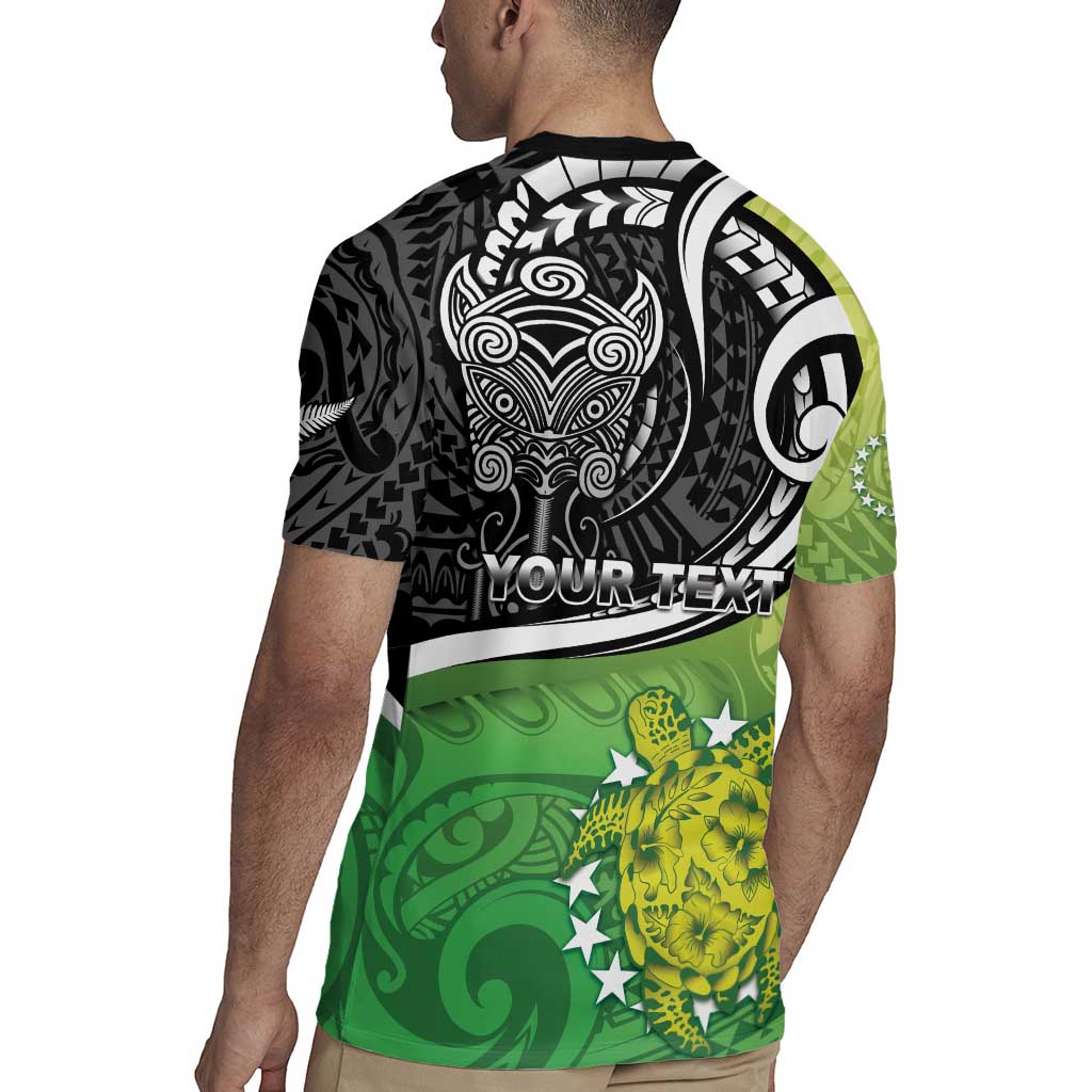 Custom New Zealand Cook Islands Rugby Jersey Maori Tiki With Circle Stars Turtle - Polynesian Pride
