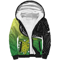 Custom New Zealand Cook Islands Sherpa Hoodie Maori Tiki With Circle Stars Turtle - Polynesian Pride