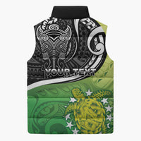 Custom New Zealand Cook Islands Sleeveless Puffer Jacket Maori Tiki With Circle Stars Turtle - Polynesian Pride