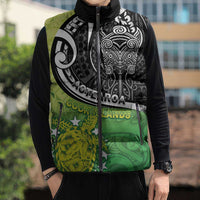 Custom New Zealand Cook Islands Sleeveless Puffer Jacket Maori Tiki With Circle Stars Turtle - Polynesian Pride