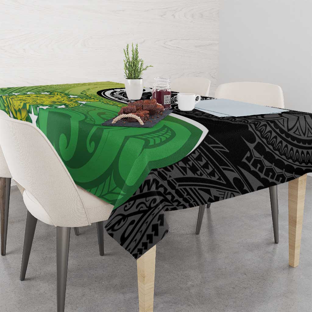 New Zealand Cook Islands Tablecloth Maori Tiki With Circle Stars Turtle - Polynesian Pride