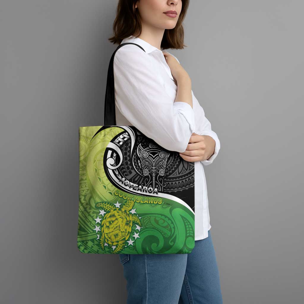 New Zealand Cook Islands Tote Bag Maori Tiki With Circle Stars Turtle - Polynesian Pride