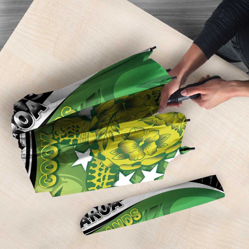 New Zealand Cook Islands Umbrella Maori Tiki With Circle Stars Turtle - Polynesian Pride