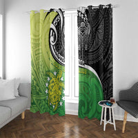 New Zealand Cook Islands Window Curtain Maori Tiki With Circle Stars Turtle - Polynesian Pride