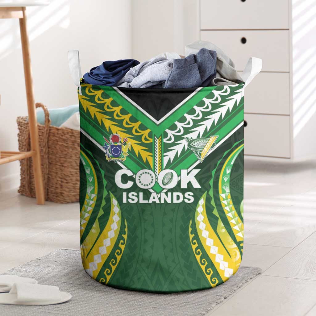 Cook Islands Rugby Laundry Basket Unique Style Green Version - Polynesian Pride