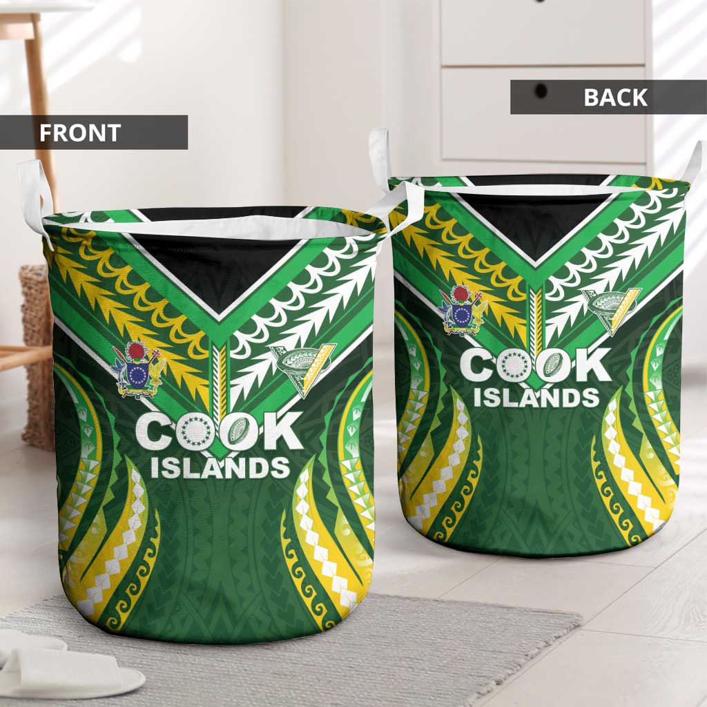 Cook Islands Rugby Laundry Basket Unique Style Green Version - Polynesian Pride