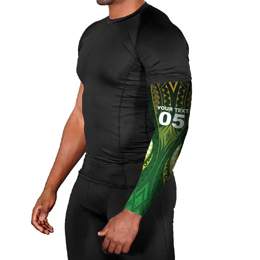 Custom Cook Islands Rugby Arm Sleeves Unique Style Green Version - Polynesian Pride