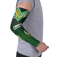 Custom Cook Islands Rugby Arm Sleeves Unique Style Green Version - Polynesian Pride
