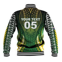 Custom Cook Islands Rugby Baseball Jacket Unique Style Green Version - Polynesian Pride