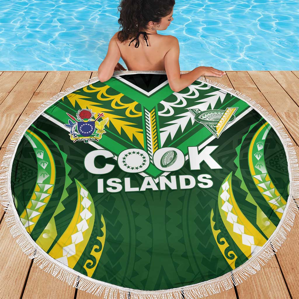 Cook Islands Rugby Beach Blanket Unique Style Green Version - Polynesian Pride