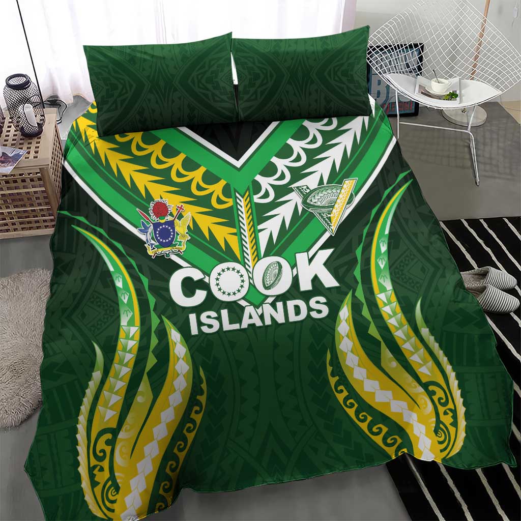 Cook Islands Rugby Bedding Set Unique Style Green Version - Polynesian Pride