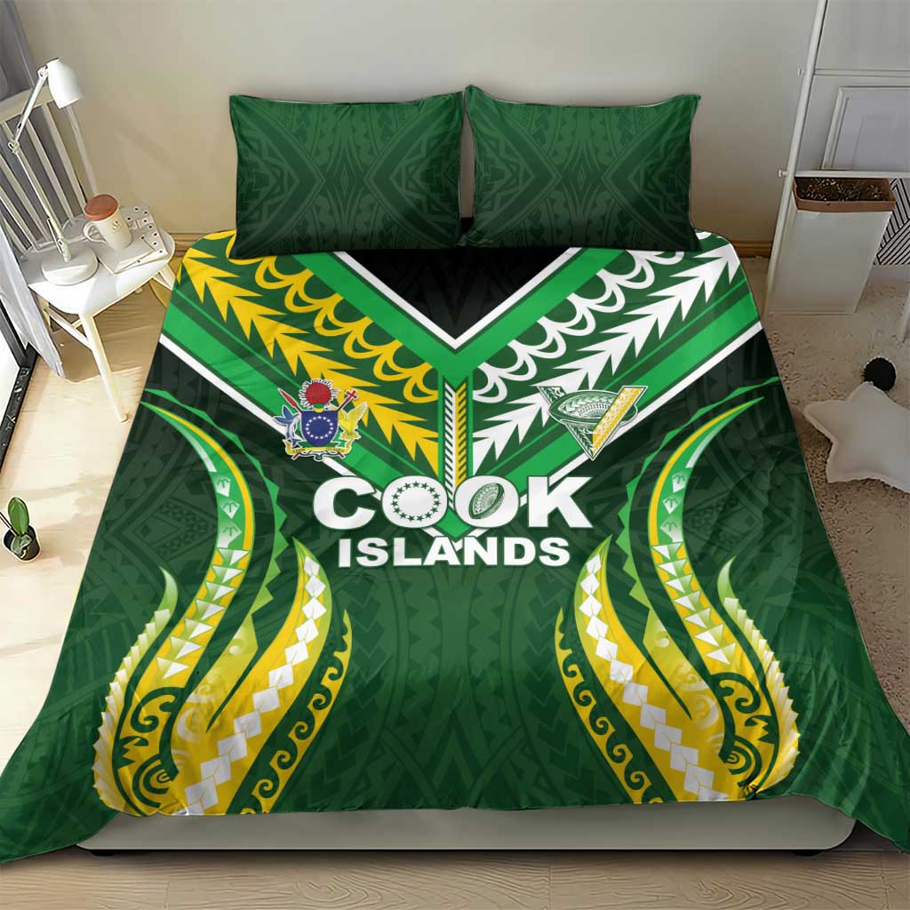 Cook Islands Rugby Bedding Set Unique Style Green Version - Polynesian Pride