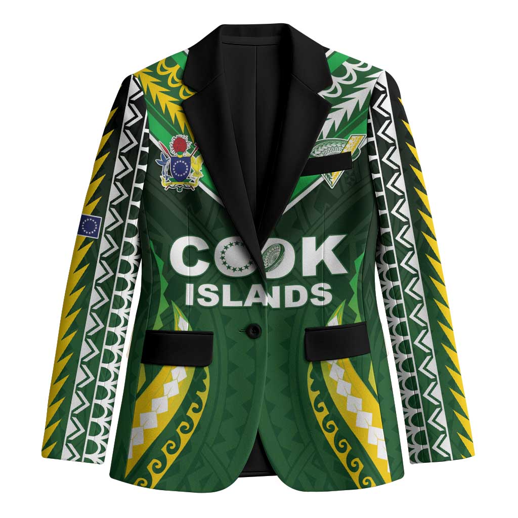 Custom Cook Islands Rugby Blazer Unique Style Green Version - Polynesian Pride