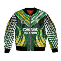 Custom Cook Islands Rugby Bomber Jacket Unique Style Green Version - Polynesian Pride