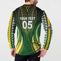 Custom Cook Islands Rugby Button Sweatshirt Unique Style Green Version - Polynesian Pride