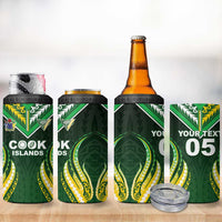 Custom Cook Islands Rugby 4 in 1 Can Cooler Tumbler Unique Style Green Version - Polynesian Pride
