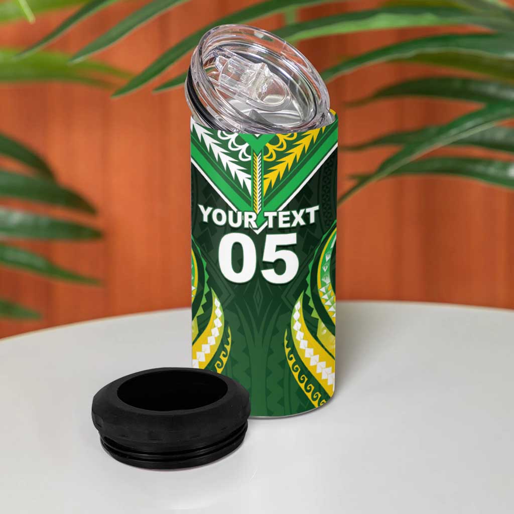 Custom Cook Islands Rugby 4 in 1 Can Cooler Tumbler Unique Style Green Version - Polynesian Pride
