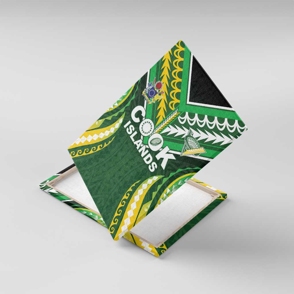 Cook Islands Rugby Canvas Wall Art Unique Style Green Version - Polynesian Pride