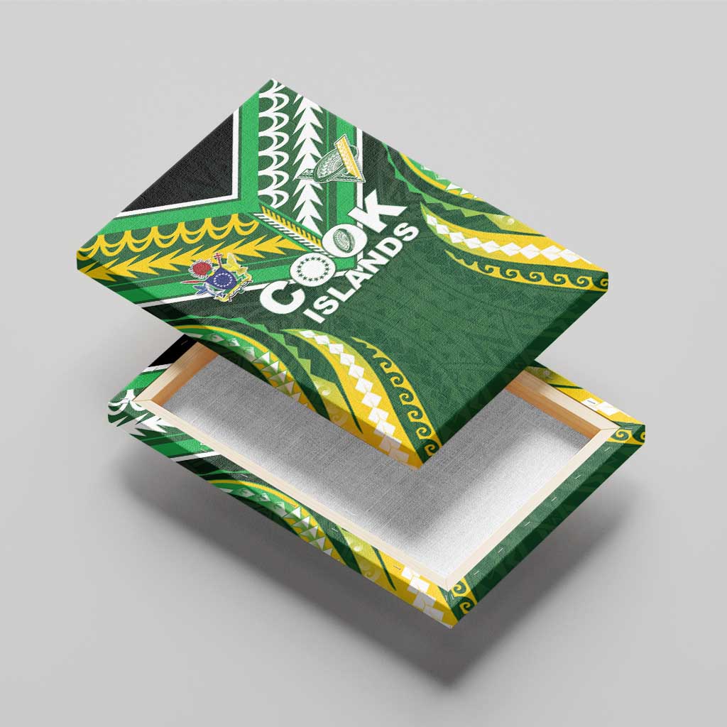 Cook Islands Rugby Canvas Wall Art Unique Style Green Version - Polynesian Pride