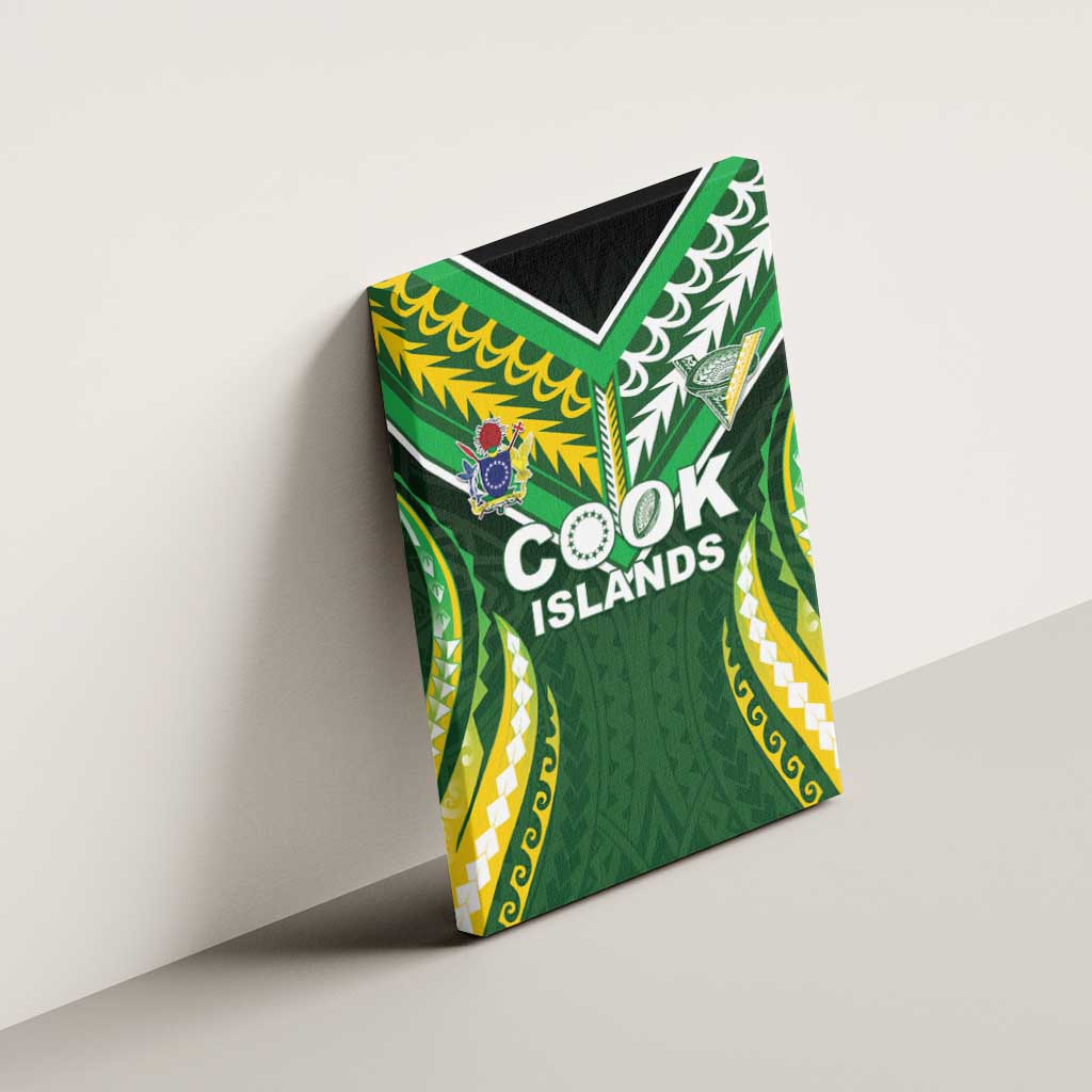 Cook Islands Rugby Canvas Wall Art Unique Style Green Version - Polynesian Pride