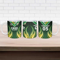 Custom Cook Islands Rugby Ceramic Mug Unique Style Green Version - Polynesian Pride